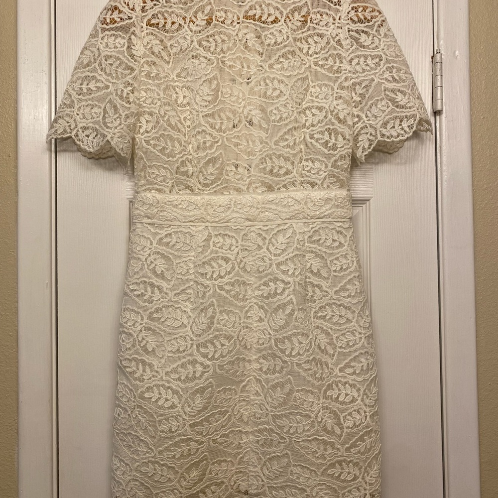 SANDRO Paris: Elegant Lace Button-Down Collared Dress in Ivory S - Picture 4 of 9